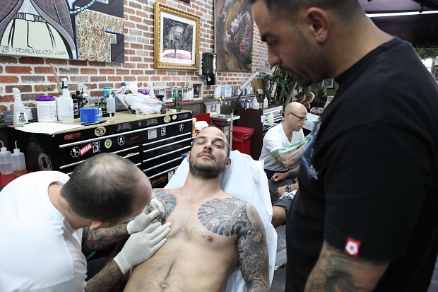 It isn't fun getting tatted on the chest and collar bone – no two ways 