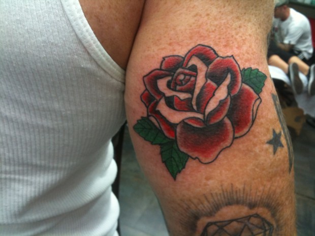 I tattooed a traditional rose on a friend today.